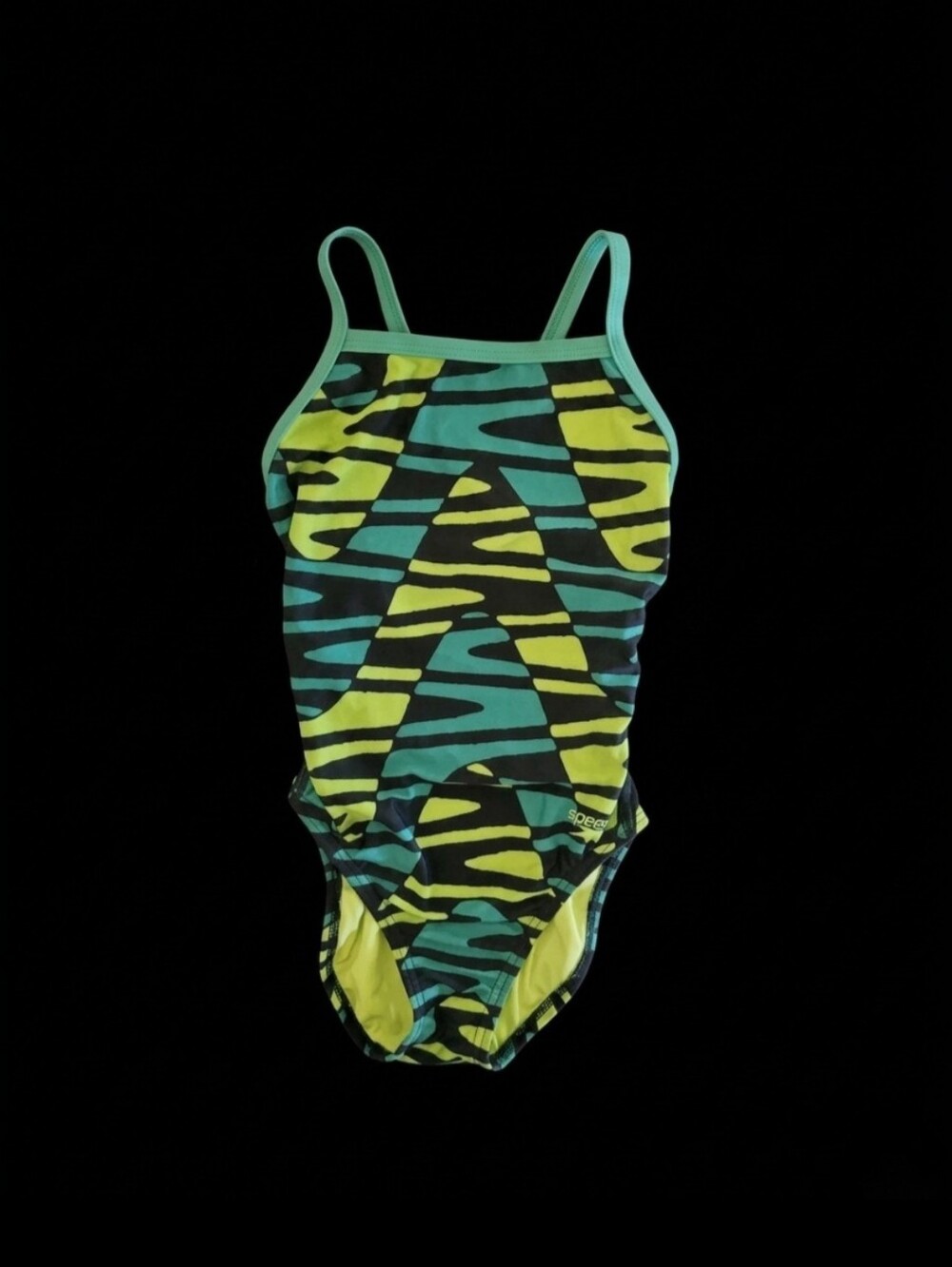 Speedo Girls Disco Boom Flyback One Piece Swimsuit ProLT Team Green Sz 28/M(10)